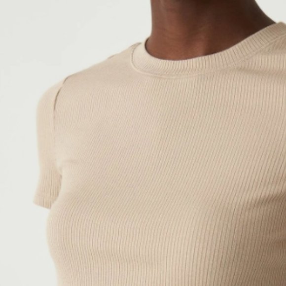 SHEIN Premium Khaki Ribbed Knit Crop Top Small(4) - Picture 5 of 12